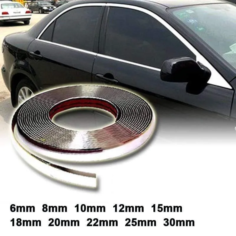 13M Silber Auto Chrom Styling Dekoration Zierleiste Zierleiste Klebeband Auto DIY Schutzaufkleber 6mm 8mm 10mm 12mm 15mm 20mm 30mm