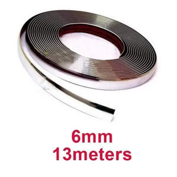 13M Silber Auto Chrom Styling Dekoration Zierleiste Zierleiste Klebeband Auto DIY Schutzaufkleber 6mm 8mm 10mm 12mm 15mm 20mm 30mm