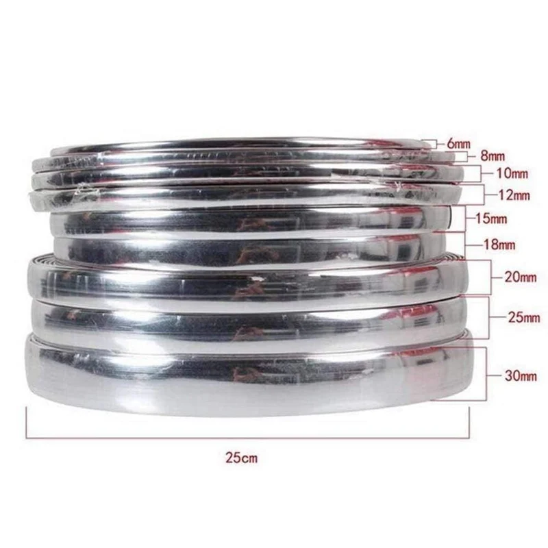 13M Silber Auto Chrom Styling Dekoration Zierleiste Zierleiste Klebeband Auto DIY Schutzaufkleber 6mm 8mm 10mm 12mm 15mm 20mm 30mm