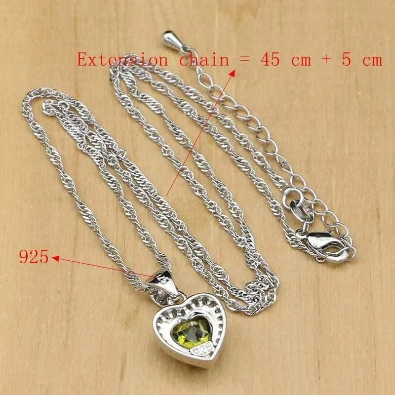 Schmuck Olivgrünes Zirkonia-Schmuckset für Frauen, Hochzeit, Ohrringe/Anhänger/Halskette/Ringe/Armband