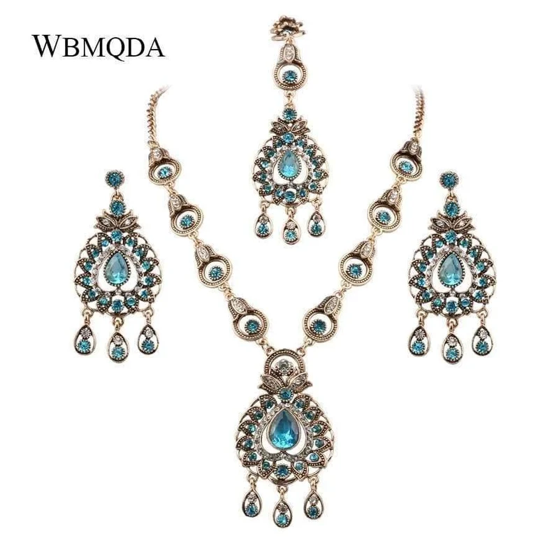 Brautschmuck Sets Blau Rot Pfau Prestige Halskette Ohrringe Für Frauen Ethinc Zubehör