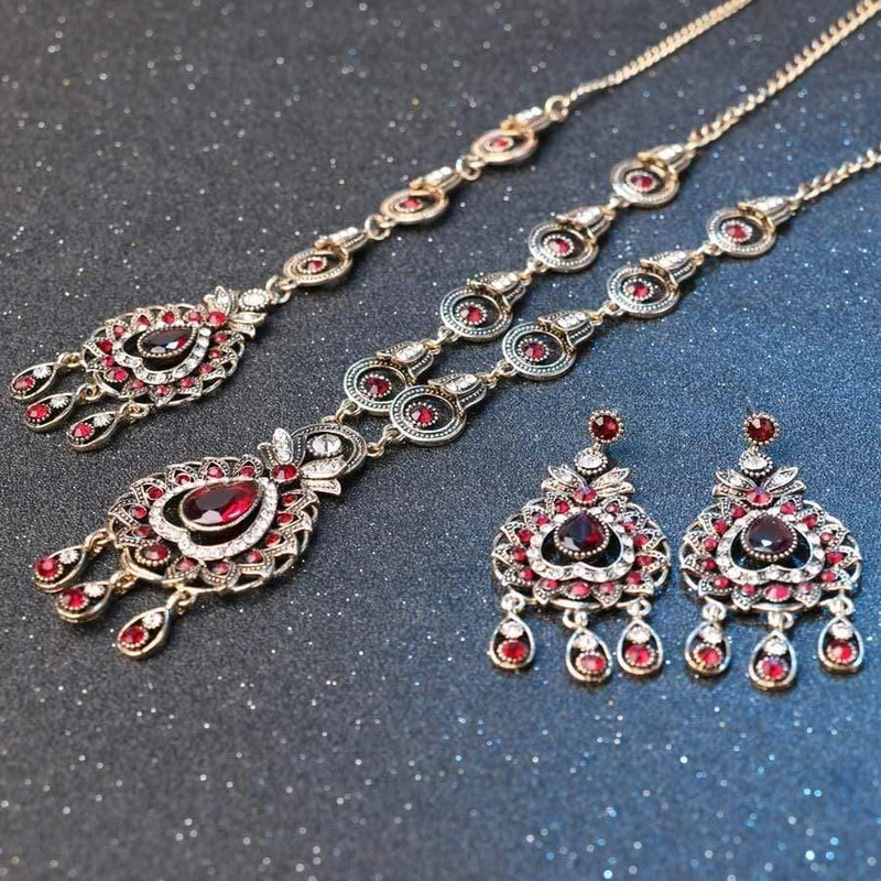 Brautschmuck Sets Blau Rot Pfau Prestige Halskette Ohrringe Für Frauen Ethinc Zubehör