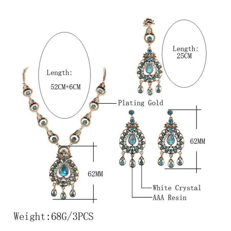 Brautschmuck Sets Blau Rot Pfau Prestige Halskette Ohrringe Für Frauen Ethinc Zubehör