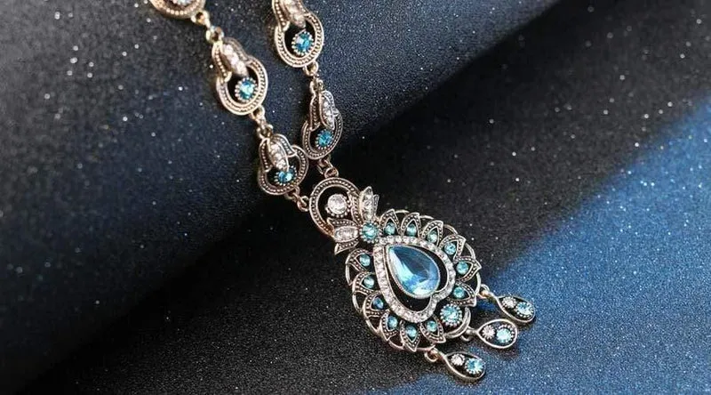 Brautschmuck Sets Blau Rot Pfau Prestige Halskette Ohrringe Für Frauen Ethinc Zubehör
