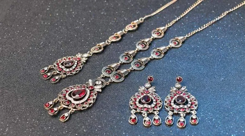 Brautschmuck Sets Blau Rot Pfau Prestige Halskette Ohrringe Für Frauen Ethinc Zubehör