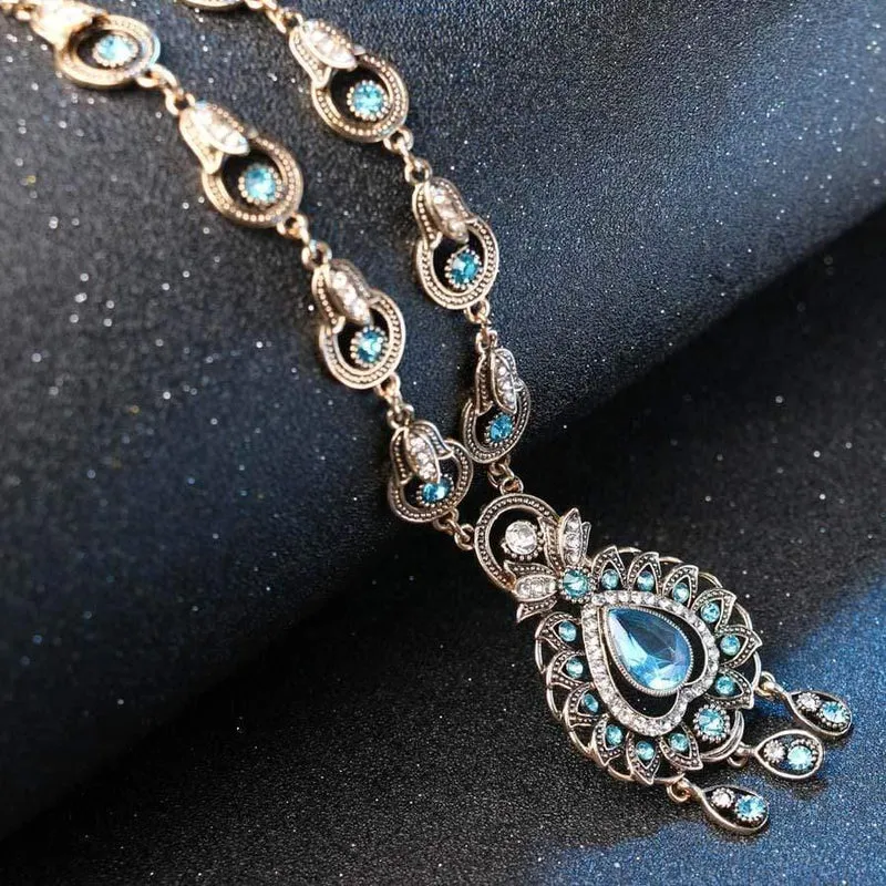 Brautschmuck Sets Blau Rot Pfau Prestige Halskette Ohrringe Für Frauen Ethinc Zubehör