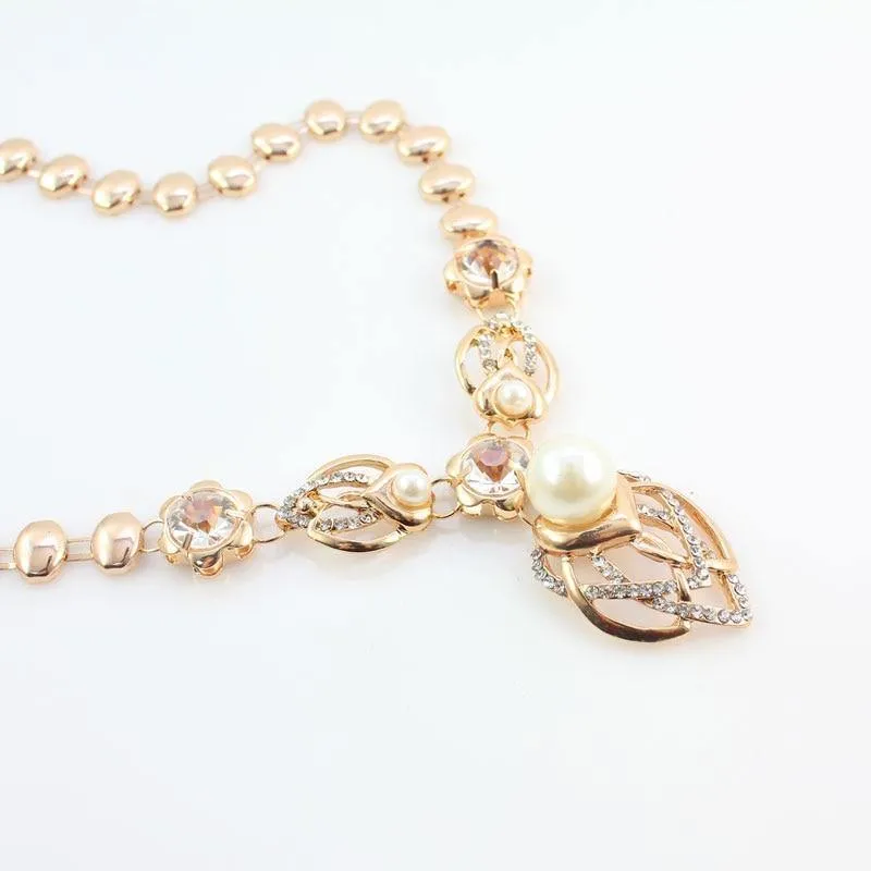 Perle Hochzeit Kostüm Halskette Ohrringe Sets Mode Romantische Klar Kristall Frauen Party Geschenk Schmuck Sets