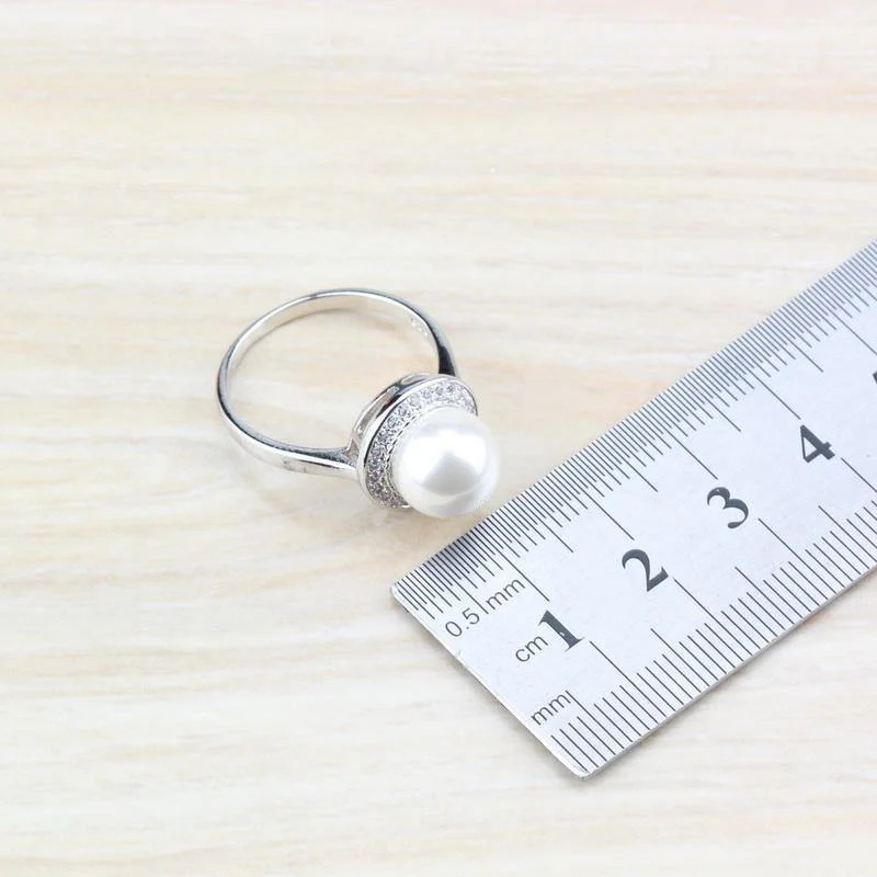 Süßwasserperlen Weiß Runde 925 Silber Schmuck Sets Für Frauen Hochzeit Brautkostüm Sets Und Freies Geschenk
