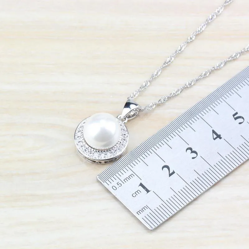 Süßwasserperlen Weiß Runde 925 Silber Schmuck Sets Für Frauen Hochzeit Brautkostüm Sets Und Freies Geschenk