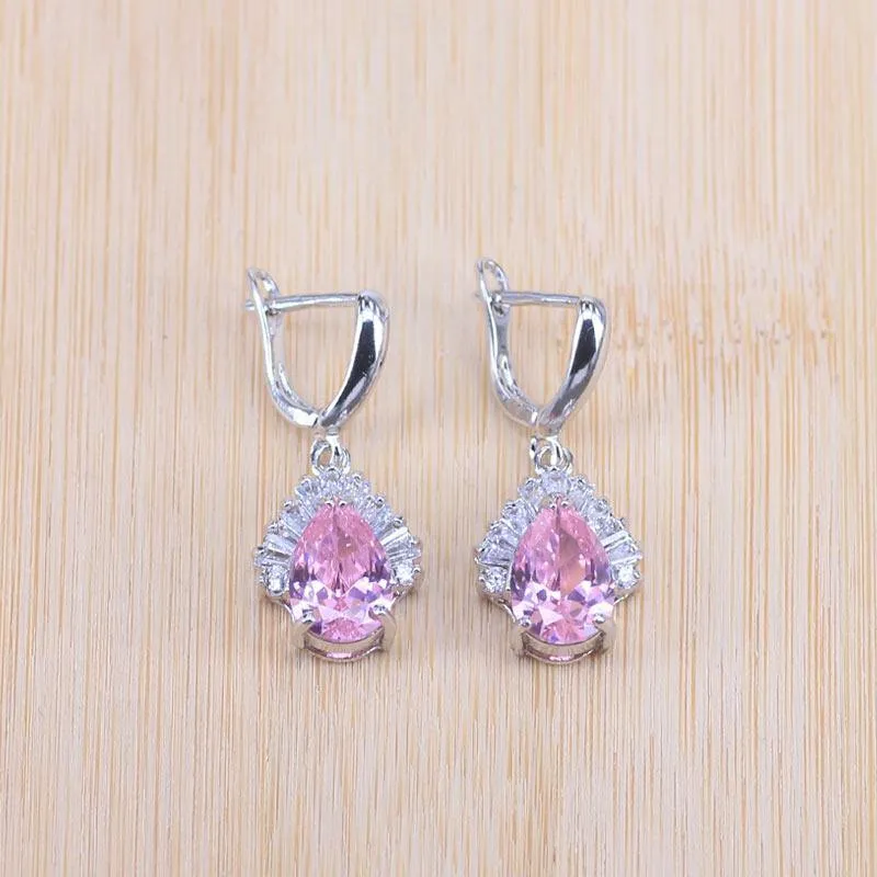 Schmucksets, Wassertropfen, kubischer Zirkonia, CZ-Stein, 925er-Sterlingsilber, Ohrringe, Halsketten, Ringe, Armband-Set
