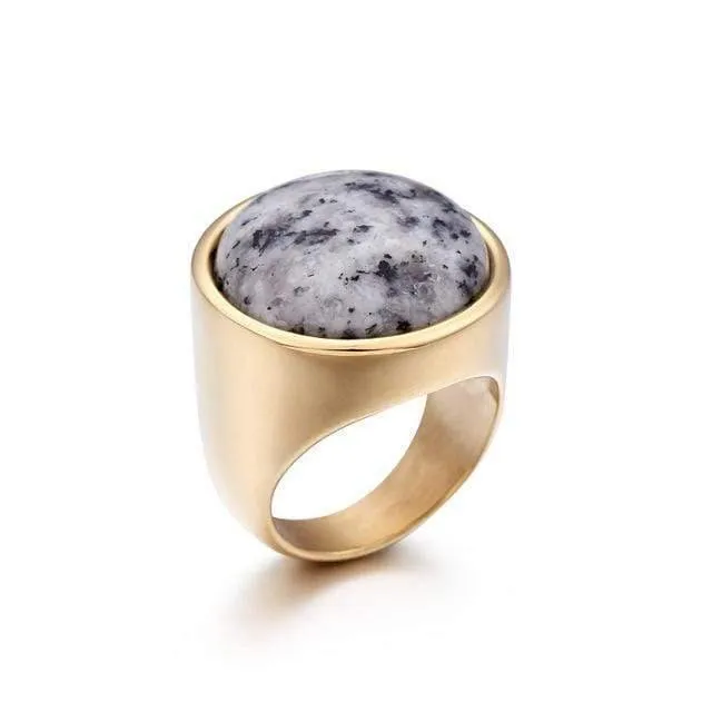 Dame Fashion Big Marmor Farbe Stein Ringe Frauen Größe 6-9 Antik Silber & Gold Hochzeit Ringe Partei Schmuck