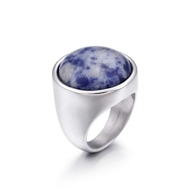 Dame Fashion Big Marmor Farbe Stein Ringe Frauen Größe 6-9 Antik Silber & Gold Hochzeit Ringe Partei Schmuck