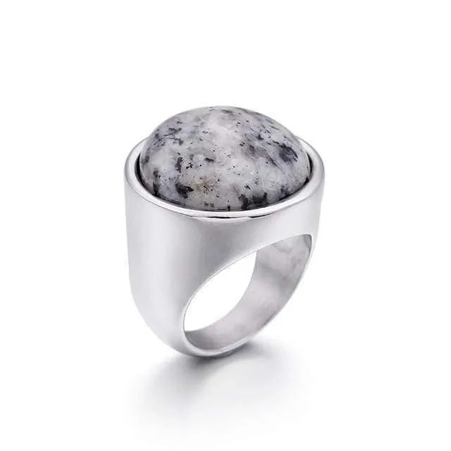 Dame Fashion Big Marmor Farbe Stein Ringe Frauen Größe 6-9 Antik Silber & Gold Hochzeit Ringe Partei Schmuck