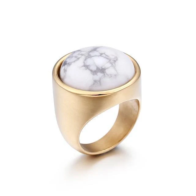 Dame Fashion Big Marmor Farbe Stein Ringe Frauen Größe 6-9 Antik Silber & Gold Hochzeit Ringe Partei Schmuck