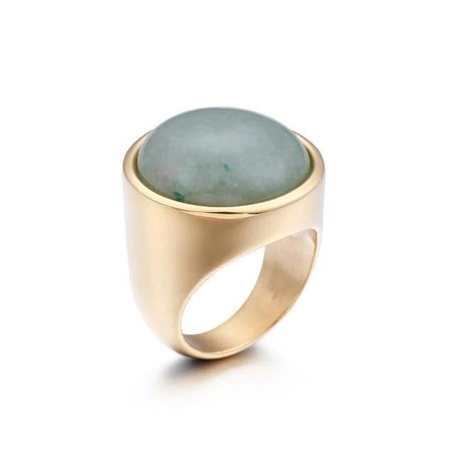 Dame Fashion Big Marmor Farbe Stein Ringe Frauen Größe 6-9 Antik Silber & Gold Hochzeit Ringe Partei Schmuck