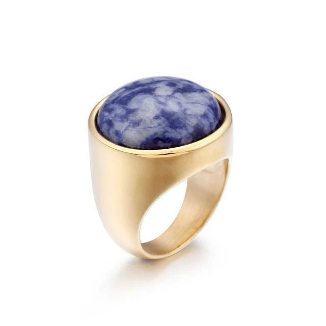 Dame Fashion Big Marmor Farbe Stein Ringe Frauen Größe 6-9 Antik Silber & Gold Hochzeit Ringe Partei Schmuck