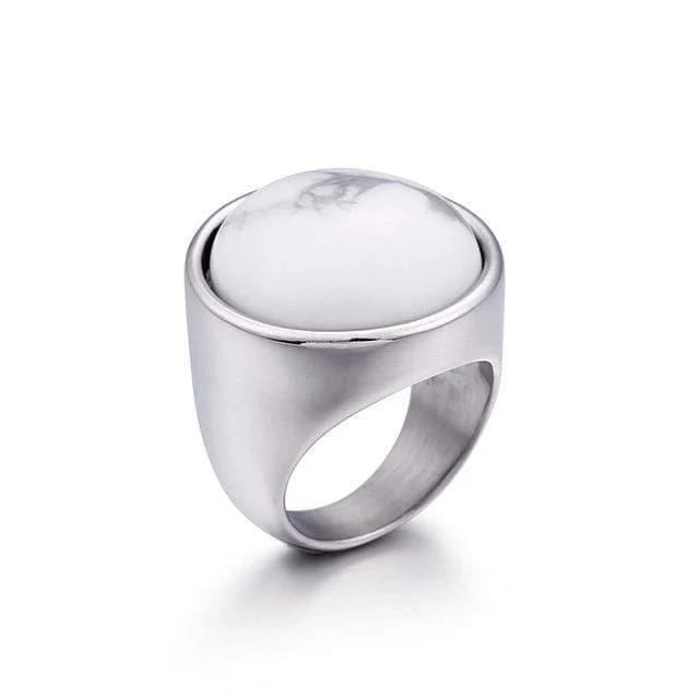 Dame Fashion Big Marmor Farbe Stein Ringe Frauen Größe 6-9 Antik Silber & Gold Hochzeit Ringe Partei Schmuck