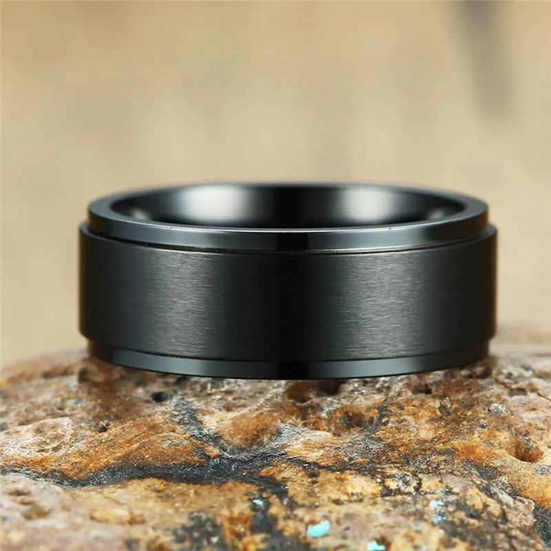 8mm breite schwarz spinner ring männer top edelstahl ringe für frauen männer romantische hochzeit marke verlobungsringe größe 8 bis 13 r4