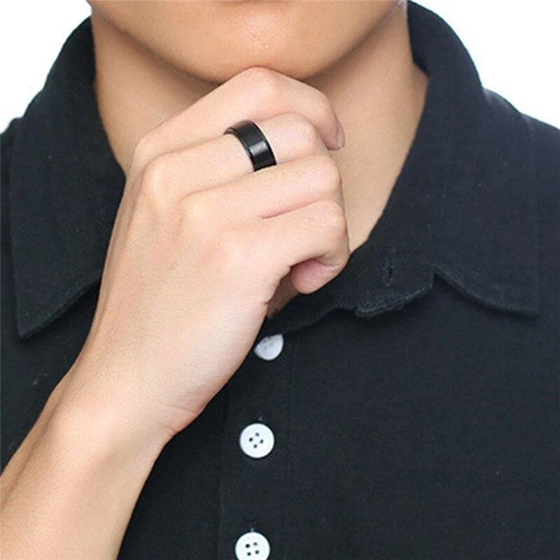8mm breite schwarz spinner ring männer top edelstahl ringe für frauen männer romantische hochzeit marke verlobungsringe größe 8 bis 13 r4