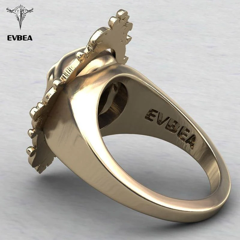 Antiker goldener Totenkopf-Ring, großer riesiger Geister-Schädel-Ring, Herren- und Jungen-Polier-Biker-Ring, Kupfer-Schädel-Ringe