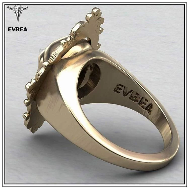 Antiker goldener Totenkopf-Ring, großer riesiger Geister-Schädel-Ring, Herren- und Jungen-Polier-Biker-Ring, Kupfer-Schädel-Ringe
