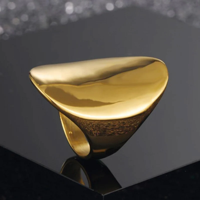 Gold Große Ringe für Frauen Partei Schmuck Big Oval Cocktail Ring 316L Titan Edelstahl Anillos Mujer