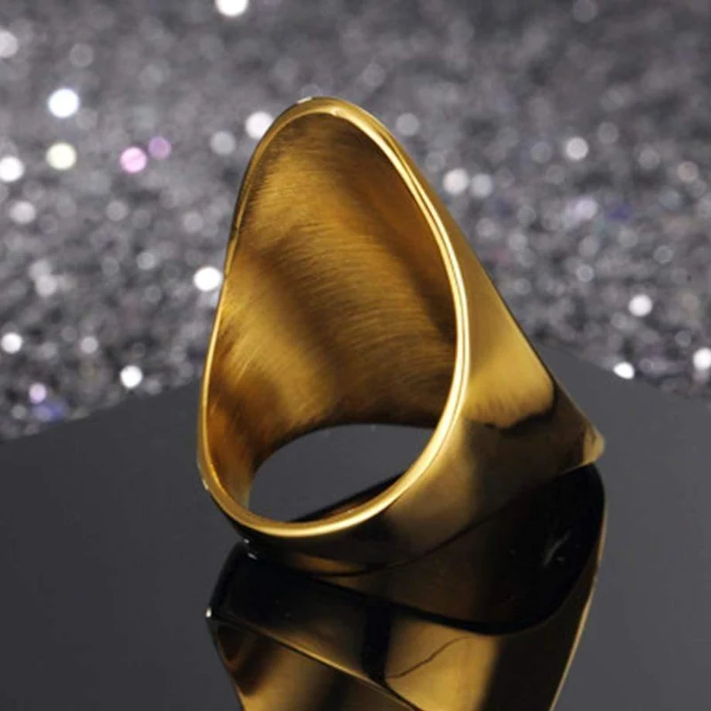 Gold Große Ringe für Frauen Partei Schmuck Big Oval Cocktail Ring 316L Titan Edelstahl Anillos Mujer