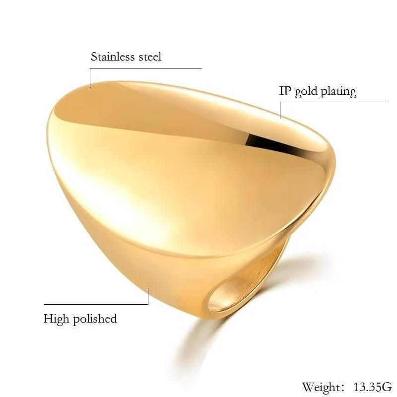 Gold Große Ringe für Frauen Partei Schmuck Big Oval Cocktail Ring 316L Titan Edelstahl Anillos Mujer