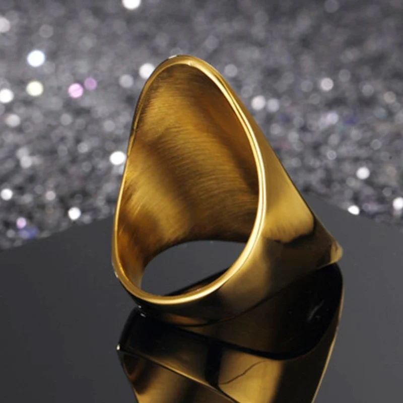 Gold Große Ringe für Frauen Partei Schmuck Big Oval Cocktail Ring 316L Titan Edelstahl Anillos Mujer