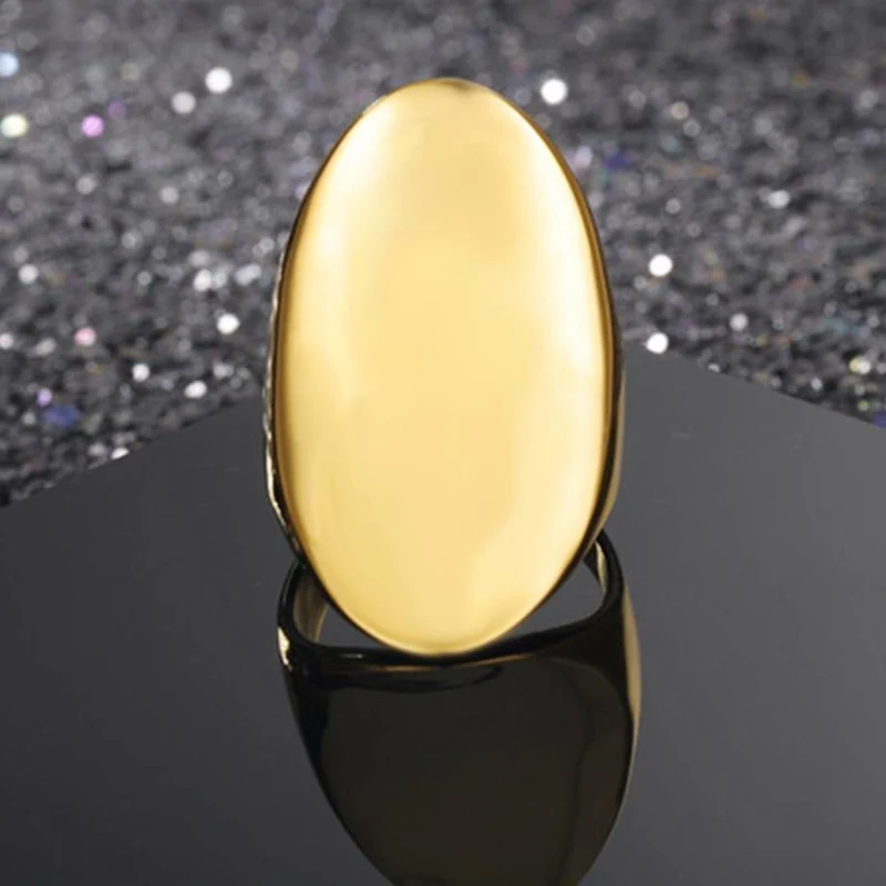 Gold Große Ringe für Frauen Partei Schmuck Big Oval Cocktail Ring 316L Titan Edelstahl Anillos Mujer