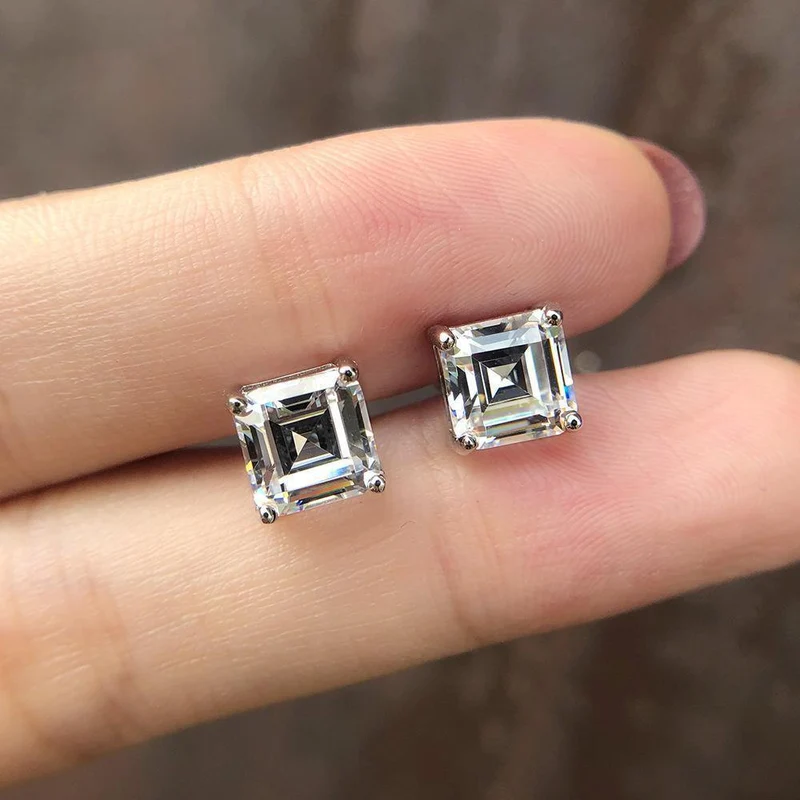 925 Massiv Sterling Silber Erstellt Moissanite Edelstein Ohrstecker Diamanten Ohrringe Frauen Edlen Schmuck Geschenke Großhandel