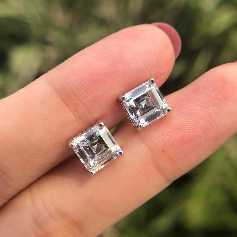 925 Massiv Sterling Silber Erstellt Moissanite Edelstein Ohrstecker Diamanten Ohrringe Frauen Edlen Schmuck Geschenke Großhandel