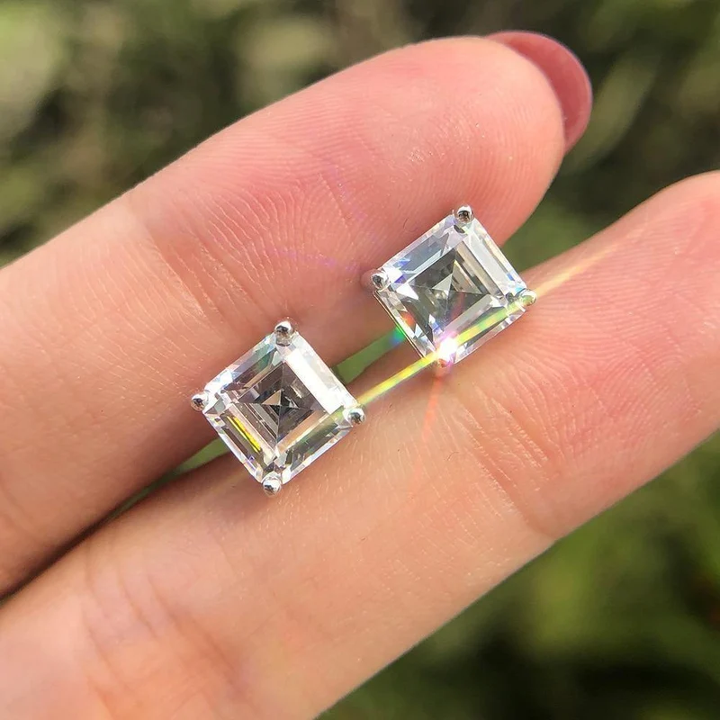 925 Massiv Sterling Silber Erstellt Moissanite Edelstein Ohrstecker Diamanten Ohrringe Frauen Edlen Schmuck Geschenke Großhandel