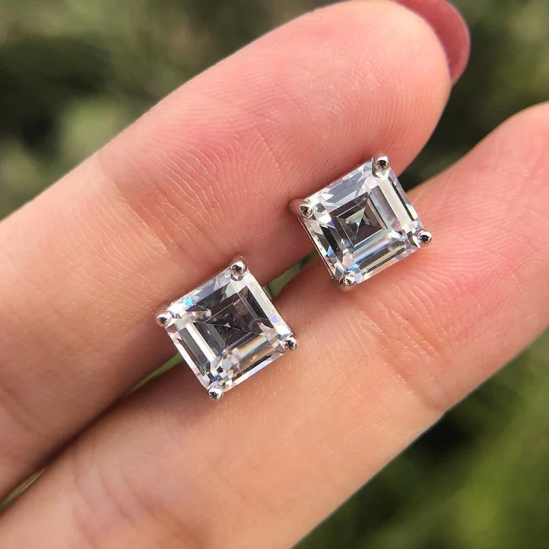 925 Massiv Sterling Silber Erstellt Moissanite Edelstein Ohrstecker Diamanten Ohrringe Frauen Edlen Schmuck Geschenke Großhandel
