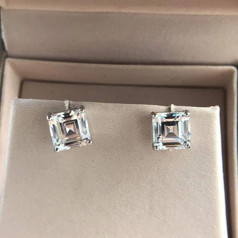 925 Massiv Sterling Silber Erstellt Moissanite Edelstein Ohrstecker Diamanten Ohrringe Frauen Edlen Schmuck Geschenke Großhandel
