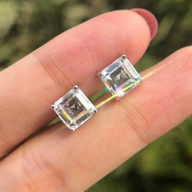 925 Massiv Sterling Silber Erstellt Moissanite Edelstein Ohrstecker Diamanten Ohrringe Frauen Edlen Schmuck Geschenke Großhandel
