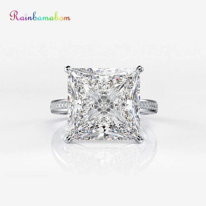 925 Sterling Silber Quadrat erstellt Moissanite Diamanten Edelstein Engagement Hochzeit paar Ringe Schmuck Großhandel