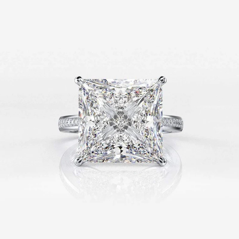 925 Sterling Silber Quadrat erstellt Moissanite Diamanten Edelstein Engagement Hochzeit paar Ringe Schmuck Großhandel