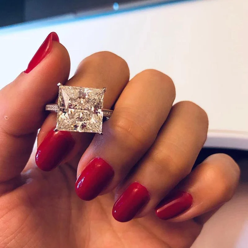 925 Sterling Silber Quadrat erstellt Moissanite Diamanten Edelstein Engagement Hochzeit paar Ringe Schmuck Großhandel