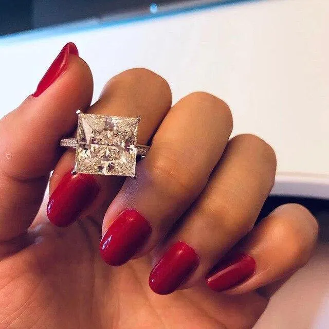 925 Sterling Silber Quadrat erstellt Moissanite Diamanten Edelstein Engagement Hochzeit paar Ringe Schmuck Großhandel