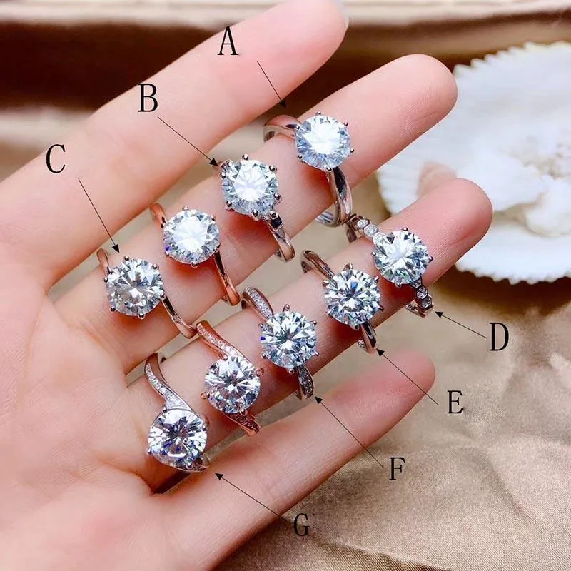 7 Stile 2 Karat Moissanit Edelstein Mode Diamant Ring VVS1 925 Sterling Silber Feiner Hochzeitsschmuck für Frauen