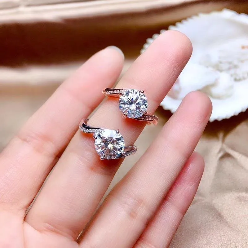 7 Stile 2 Karat Moissanit Edelstein Mode Diamant Ring VVS1 925 Sterling Silber Feiner Hochzeitsschmuck für Frauen