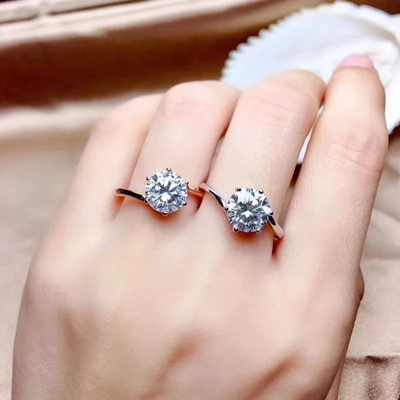 7 Stile 2 Karat Moissanit Edelstein Mode Diamant Ring VVS1 925 Sterling Silber Feiner Hochzeitsschmuck für Frauen