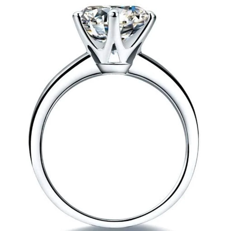 925 Sterling Silber Ringe Damen Verlobung Silberringe Rund Simulierter Diamant Hochzeitsgeschenk Hauptsteingröße 1/1.5/2/3 Karat
