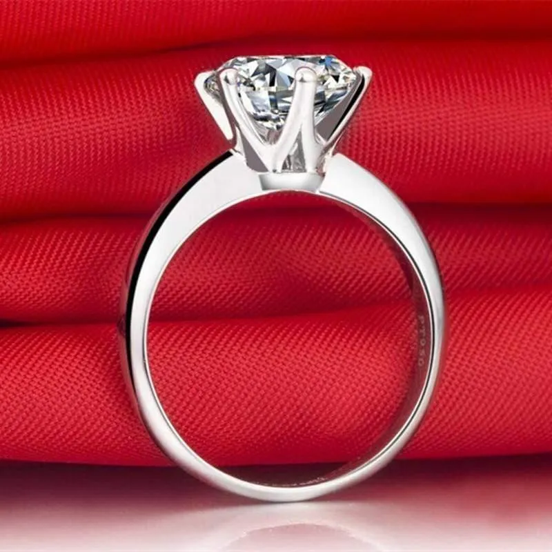 925 Sterling Silber Ringe Damen Verlobung Silberringe Rund Simulierter Diamant Hochzeitsgeschenk Hauptsteingröße 1/1.5/2/3 Karat