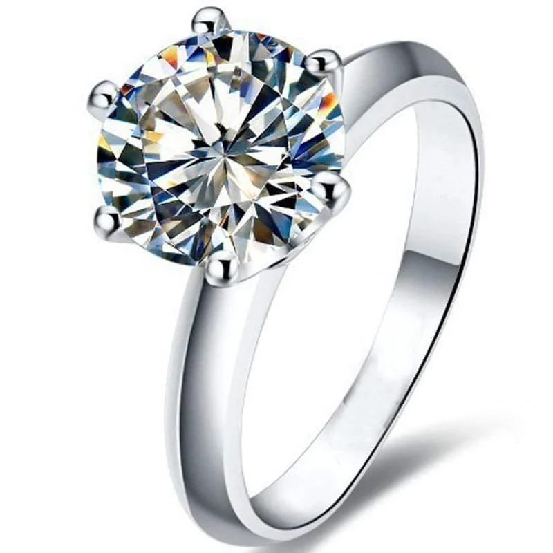 925 Sterling Silber Ringe Damen Verlobung Silberringe Rund Simulierter Diamant Hochzeitsgeschenk Hauptsteingröße 1/1.5/2/3 Karat