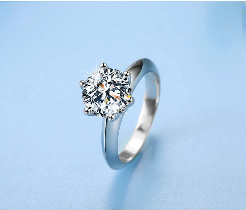925 Sterling Silber Ringe Damen Verlobung Silberringe Rund Simulierter Diamant Hochzeitsgeschenk Hauptsteingröße 1/1.5/2/3 Karat