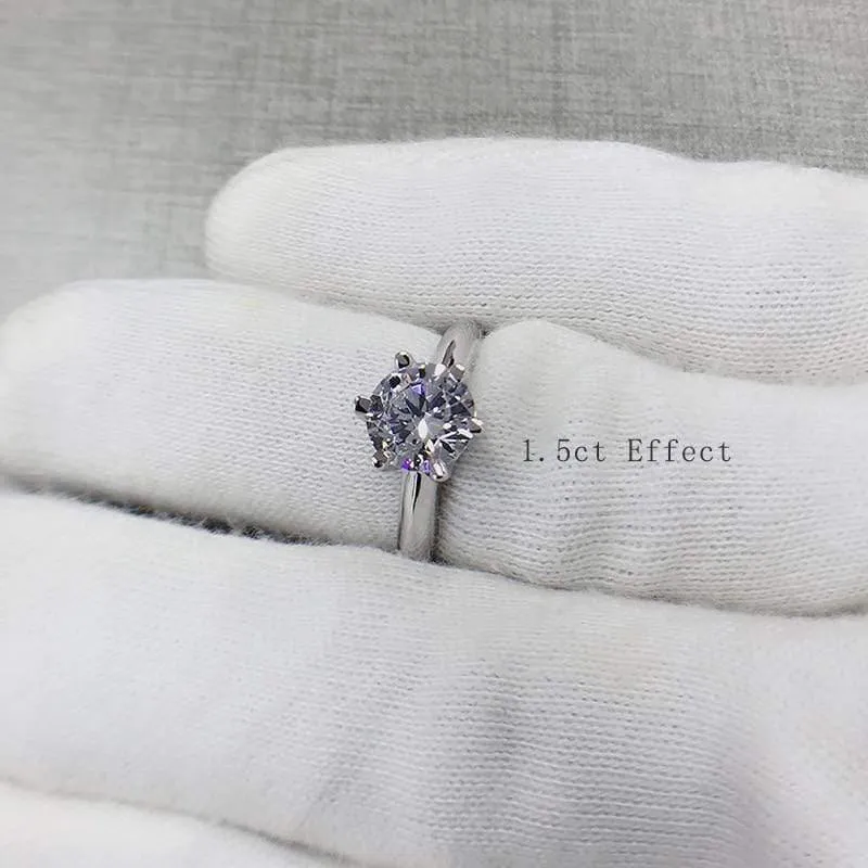 925 Sterling Silber Ringe Damen Verlobung Silberringe Rund Simulierter Diamant Hochzeitsgeschenk Hauptsteingröße 1/1.5/2/3 Karat