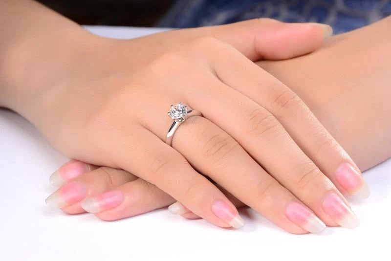 925 Sterling Silber Ringe Damen Verlobung Silberringe Rund Simulierter Diamant Hochzeitsgeschenk Hauptsteingröße 1/1.5/2/3 Karat