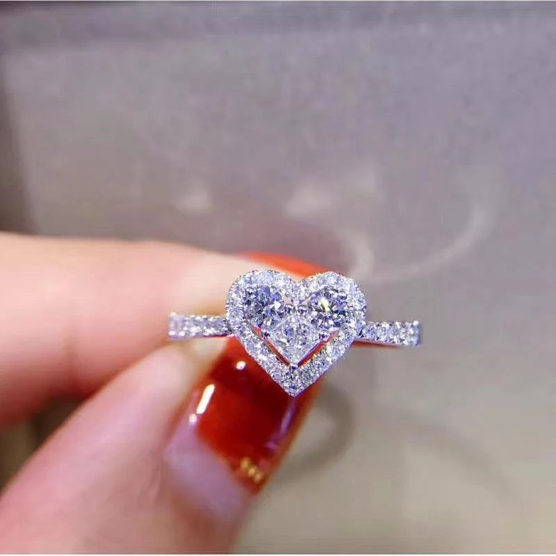 925 Sterling Silber Ring simuliert Diamant Herz Ringe Hochzeit Marke Schmuck für Frauen Größe 4,5,6,7,8,9,10